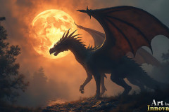 Majestic Dragons,shimmering in the moonlight.