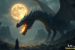 Majestic Dragons,shimmering in the moonlight.