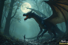 Majestic Dragons,shimmering in the moonlight.