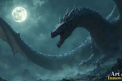 Majestic Dragons,shimmering in the moonlight.