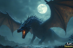 Majestic Dragons,shimmering in the moonlight.