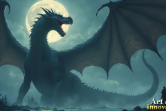 Majestic Dragons,shimmering in the moonlight.