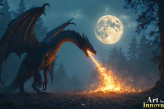 Majestic Dragons,shimmering in the moonlight.