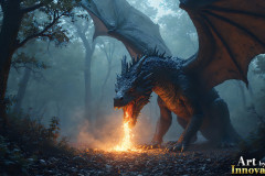 Majestic Dragons,shimmering in the moonlight.