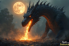 Majestic Dragons,shimmering in the moonlight.