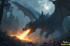 Majestic Dragons,shimmering in the moonlight.