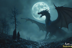 Majestic Dragons,shimmering in the moonlight.