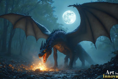 Majestic Dragons,shimmering in the moonlight.