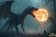 Majestic Dragons,shimmering in the moonlight.