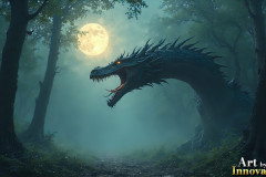 Majestic Dragons,shimmering in the moonlight.