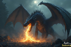 Majestic Dragons,shimmering in the moonlight.