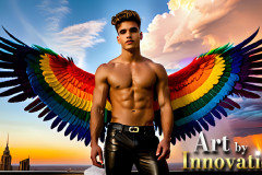 Gay Men Wearing Feathered wings of Pride