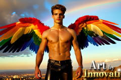 Gay Men Wearing Feathered wings of Pride