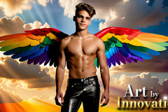 Gay Men Wearing Feathered wings of Pride