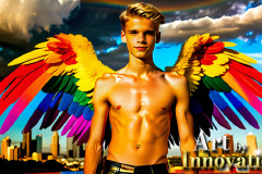 Gay Men Wearing Feathered wings of Pride