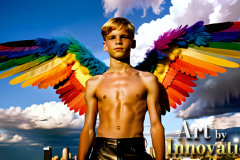 Gay Men Wearing Feathered wings of Pride
