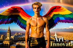 Gay Men Wearing Feathered wings of Pride