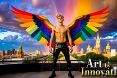 Gay Men Wearing Feathered wings of Pride