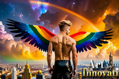 Gay Men Wearing Feathered wings of Pride