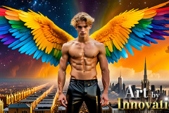 Gay Men Wearing Feathered wings of Pride