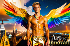 Gay Men Wearing Feathered wings of Pride