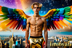 Gay Men Wearing Feathered wings of Pride