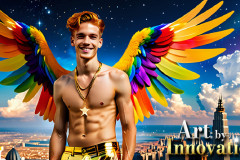 Gay Men Wearing Feathered wings of Pride