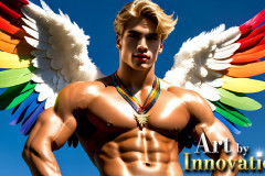 Gay Men Wearing Feathered wings of Pride