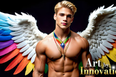 Gay Men Wearing Feathered wings of Pride
