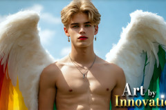 Gay Men Wearing Feathered wings of Pride