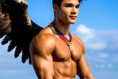 Gay Men Wearing Feathered wings of Pride
