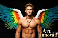 Gay Men Wearing Feathered wings of Pride