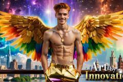 Gay Men Wearing Feathered wings of Pride
