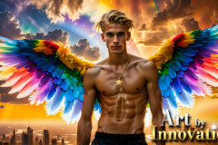 Gay Men Wearing Feathered wings of Pride