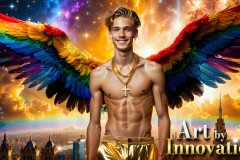 Gay Men Wearing Feathered wings of Pride
