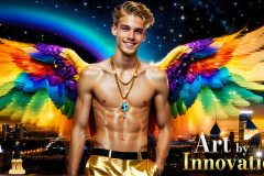 Gay Men Wearing Feathered wings of Pride