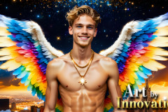 Gay Men Wearing Feathered wings of Pride