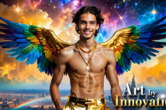 Gay Men Wearing Feathered wings of Pride