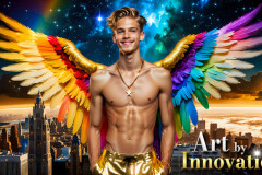 Gay Men Wearing Feathered wings of Pride