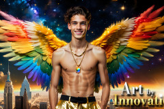 Gay Men Wearing Feathered wings of Pride