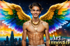 Gay Men Wearing Feathered wings of Pride
