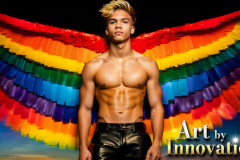 Gay Men Wearing Feathered wings of Pride