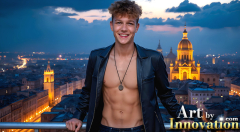The Beautiful & Handsome Men of the Golden City,is a collection of AI generated images of sexy,glamorous,handsome guys in the heavens.