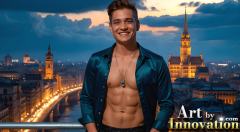 The Beautiful & Handsome Men of the Golden City,is a collection of AI generated images of sexy,glamorous,handsome guys in the heavens.