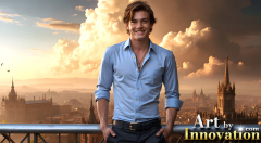 The Beautiful & Handsome Men of the Golden City,is a collection of AI generated images of sexy,glamorous,handsome guys in the heavens.