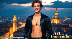 The Beautiful & Handsome Men of the Golden City,is a collection of AI generated images of sexy,glamorous,handsome guys in the heavens.