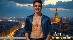 The Beautiful & Handsome Men of the Golden City,is a collection of AI generated images of sexy,glamorous,handsome guys in the heavens.