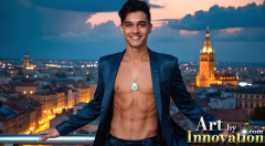 The Beautiful & Handsome Men of the Golden City,is a collection of AI generated images of sexy,glamorous,handsome guys in the heavens.