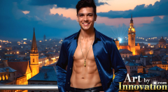 The Beautiful & Handsome Men of the Golden City,is a collection of AI generated images of sexy,glamorous,handsome guys in the heavens.