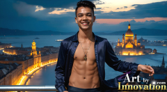 The Beautiful & Handsome Men of the Golden City,is a collection of AI generated images of sexy,glamorous,handsome guys in the heavens.